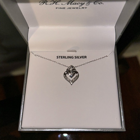 NWT Diamond Mother & Child Interlocking Heart Necklace in Sterling Silver - Picture 3 of 4